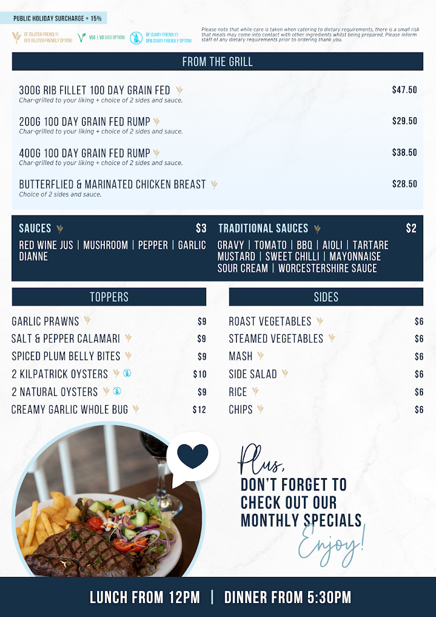 Menu, Sandhills Sports Club - Home of Bargara Bowls