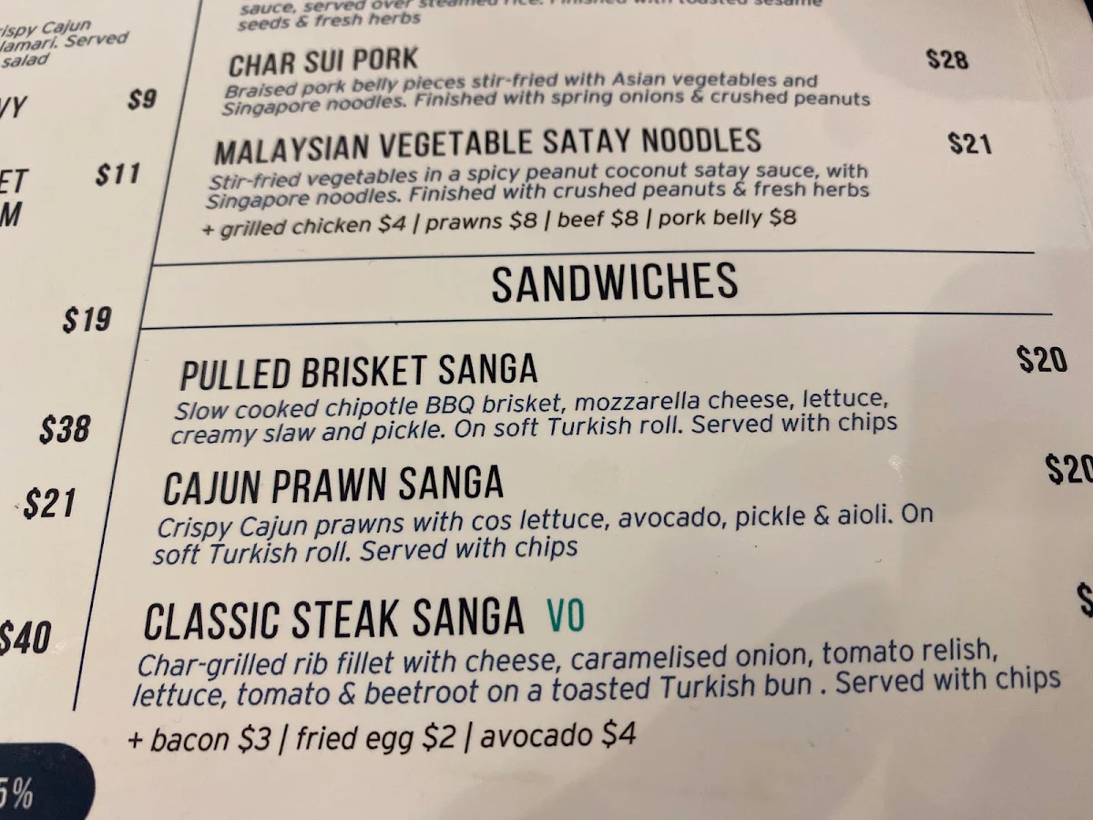 Menu, Sandhills Sports Club - Home of Bargara Bowls