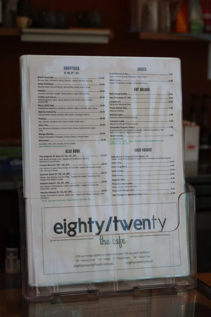 Menu, EightyTwenty Canberra | Mort St - Express Cafe
