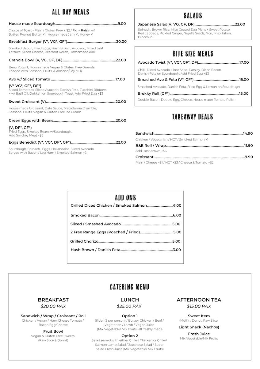 Menu, EightyTwenty Canberra | Mort St - Express Cafe