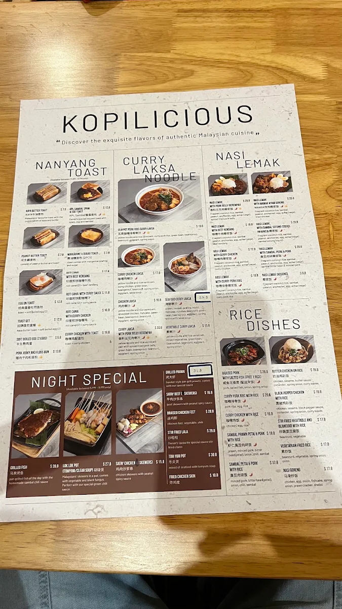 Menu, Kopilicious