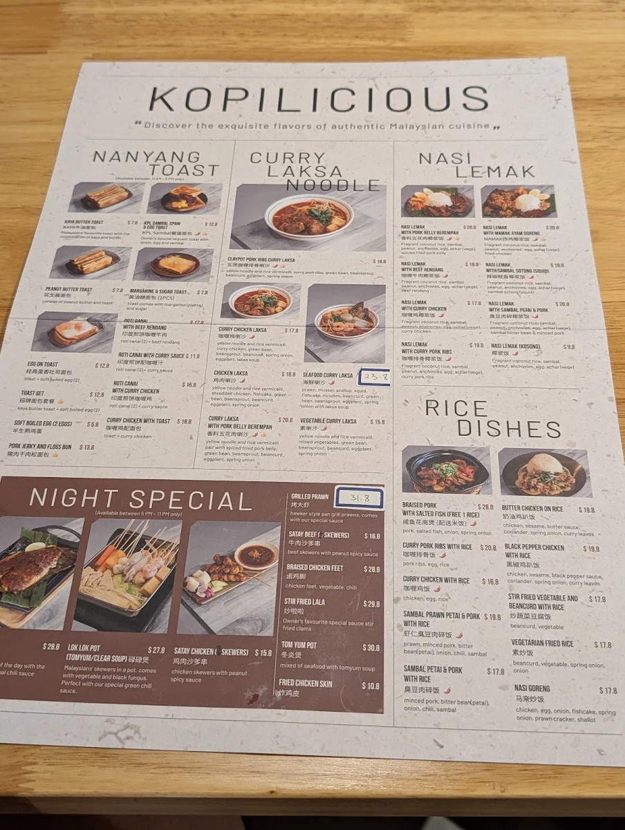Menu, Kopilicious