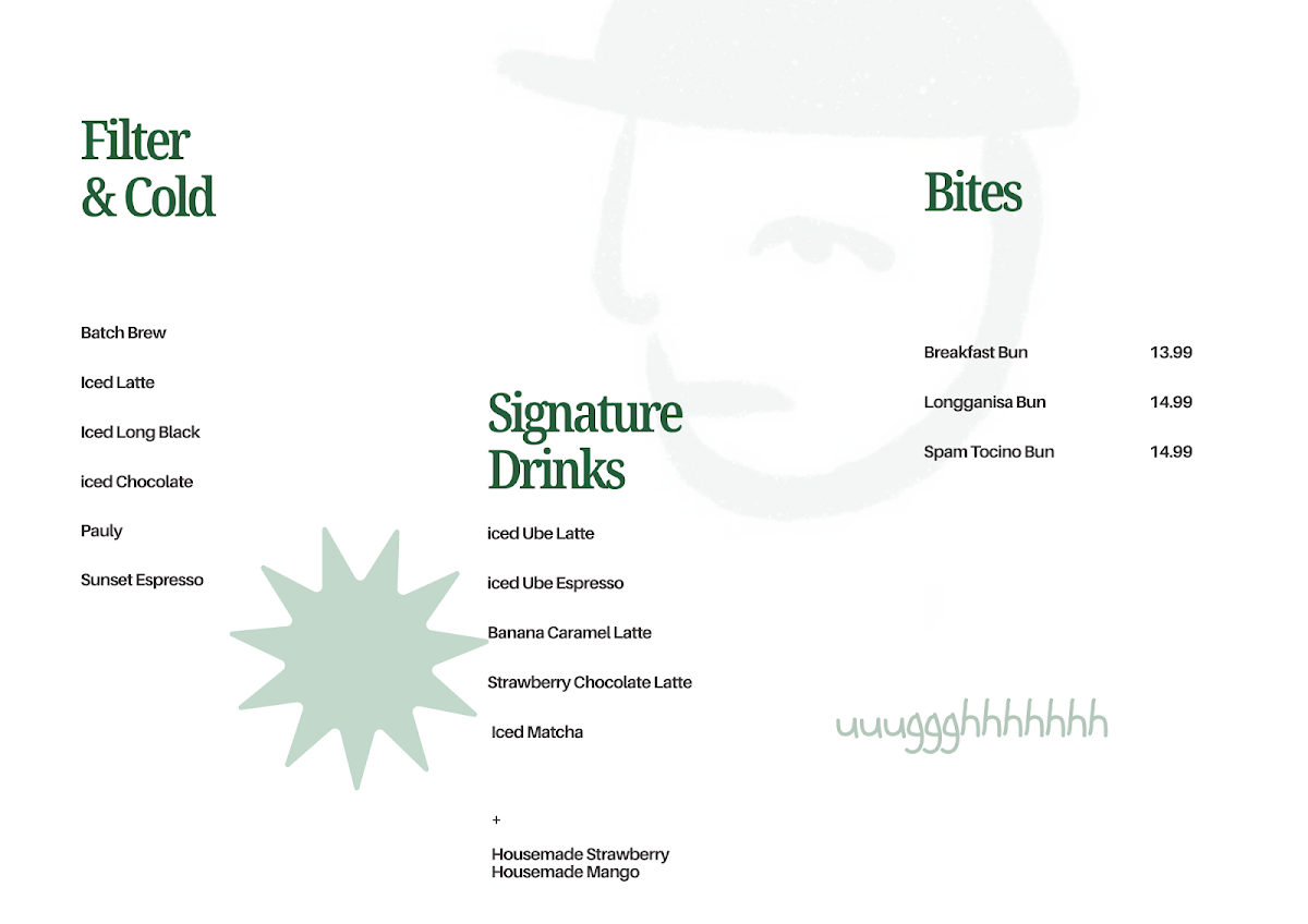 Menu, UGH Coffee