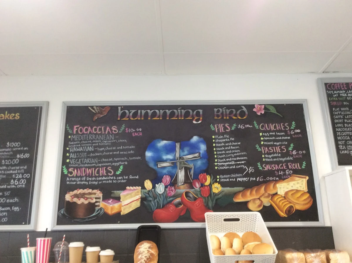 Menu, Humming Bird Dutch Cakes & Coffee