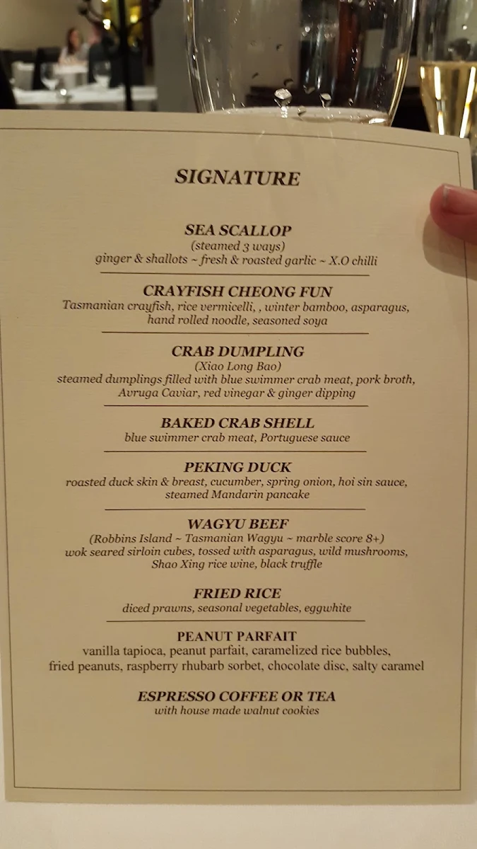 Menu, Me Wah Restaurant