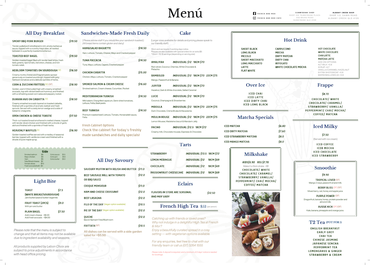 Menu, French & Mor