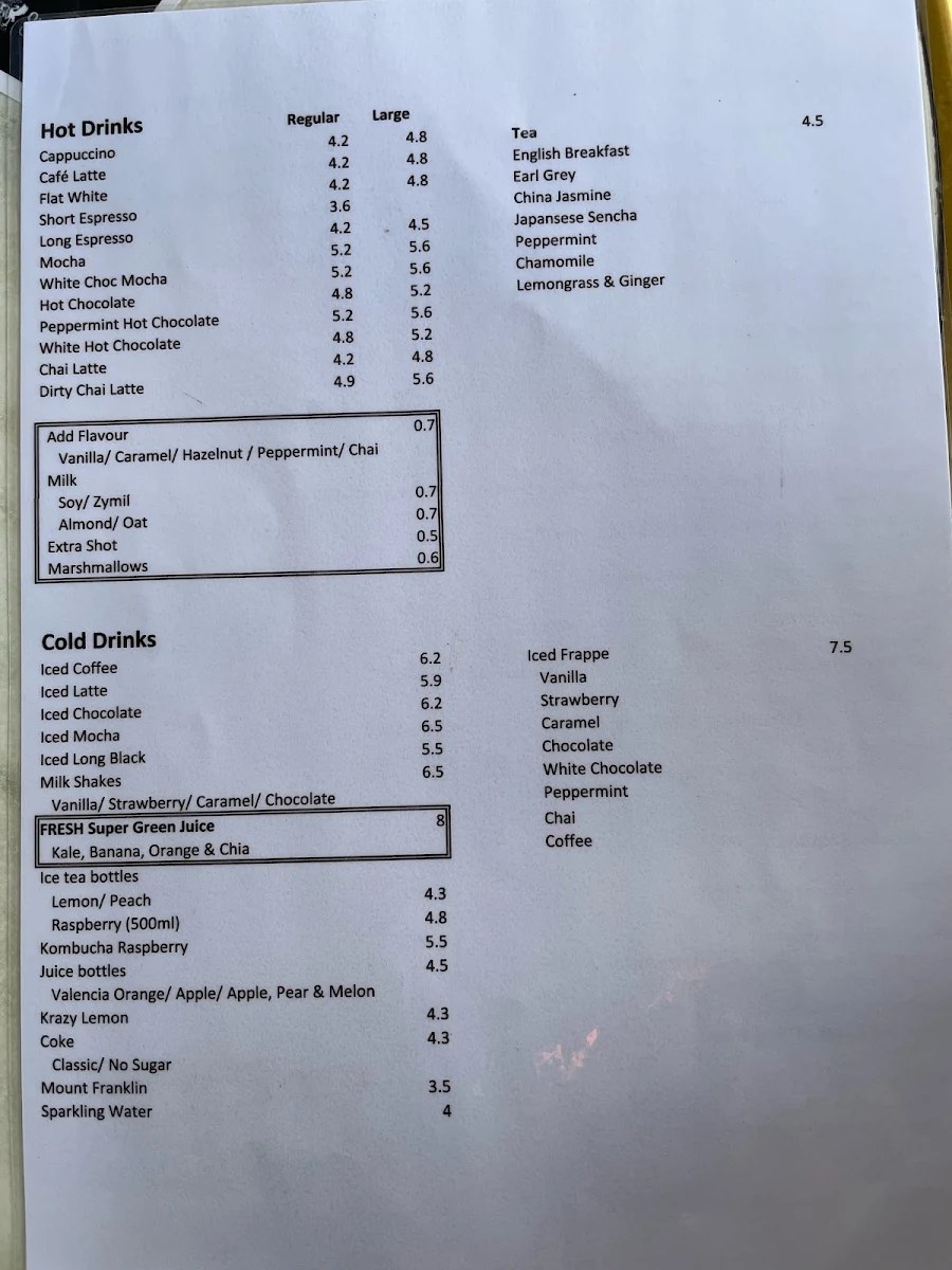 Menu, French & Mor