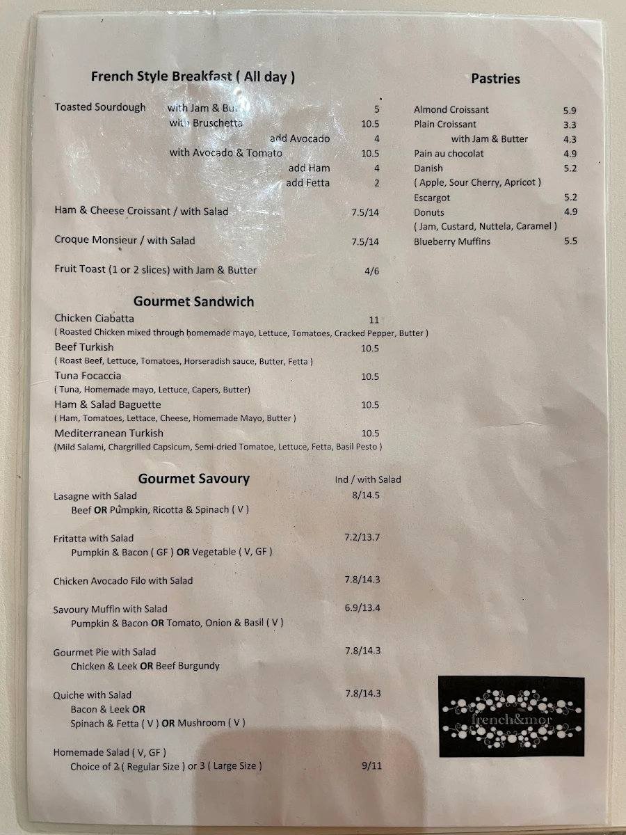 Menu, French & Mor