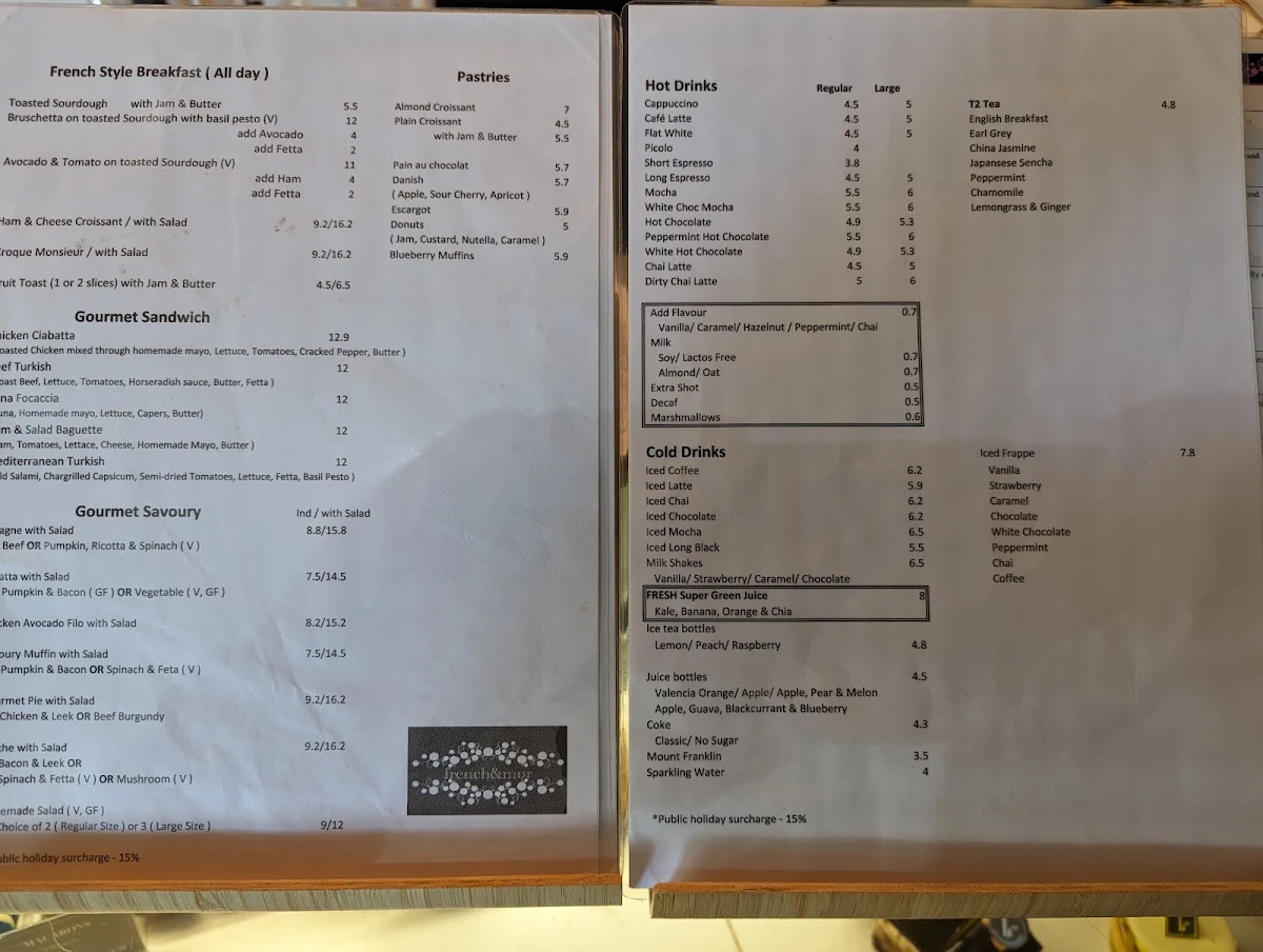 Menu, French & Mor