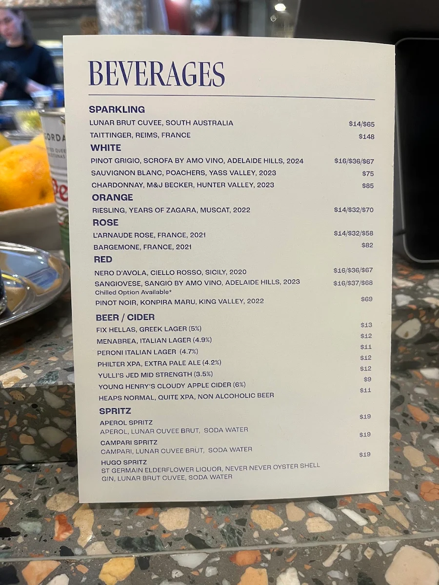 Menu, Norma's Deli