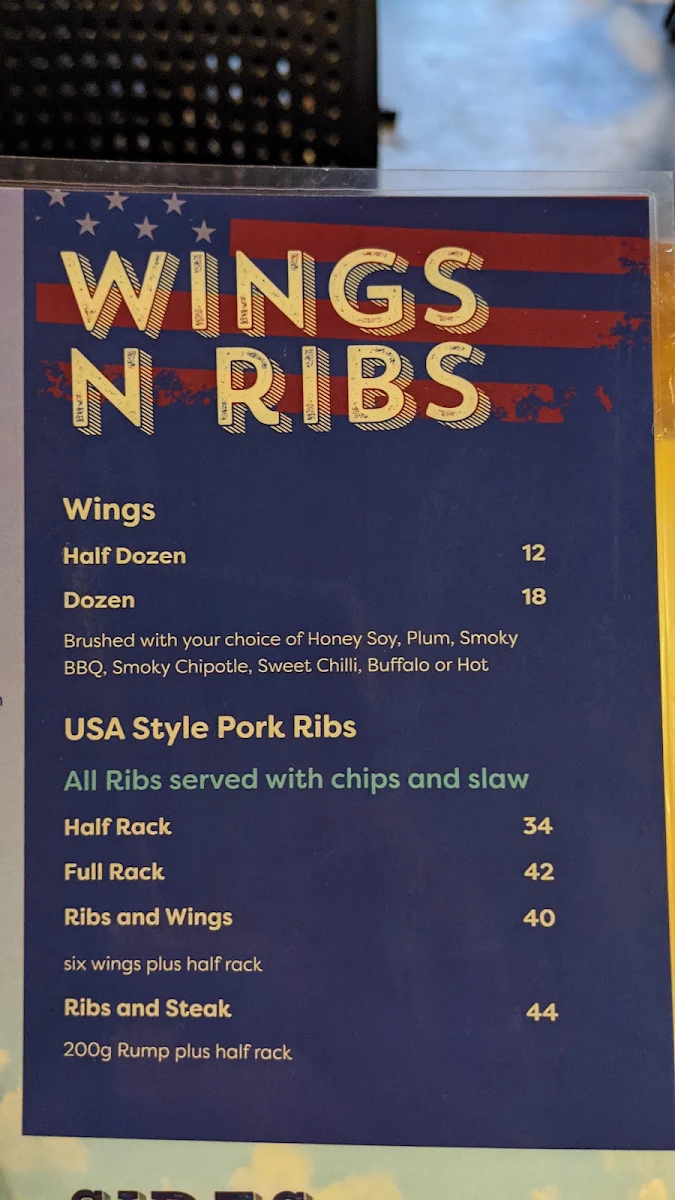 Menu, The Alex Bar & Grill