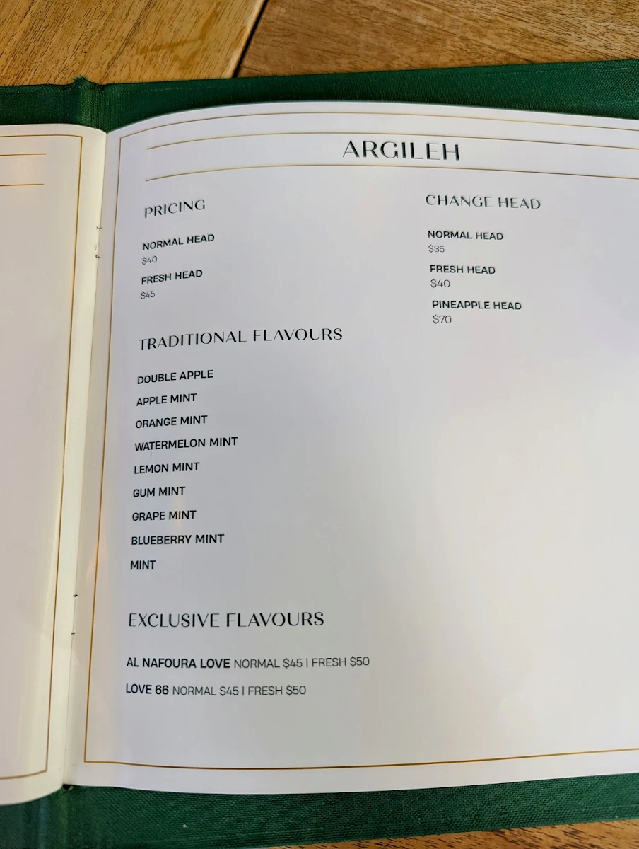 Menu, Al Nafoura