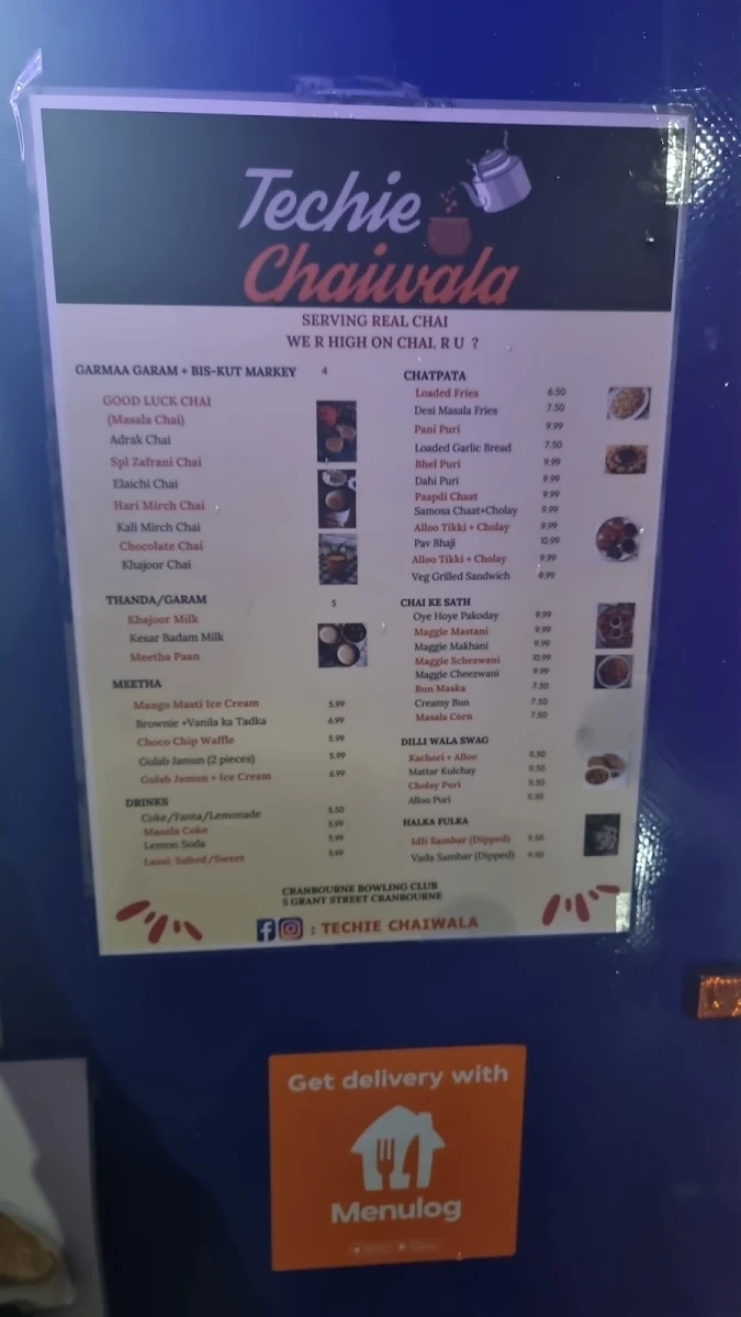 Menu, Techie Chaiwala