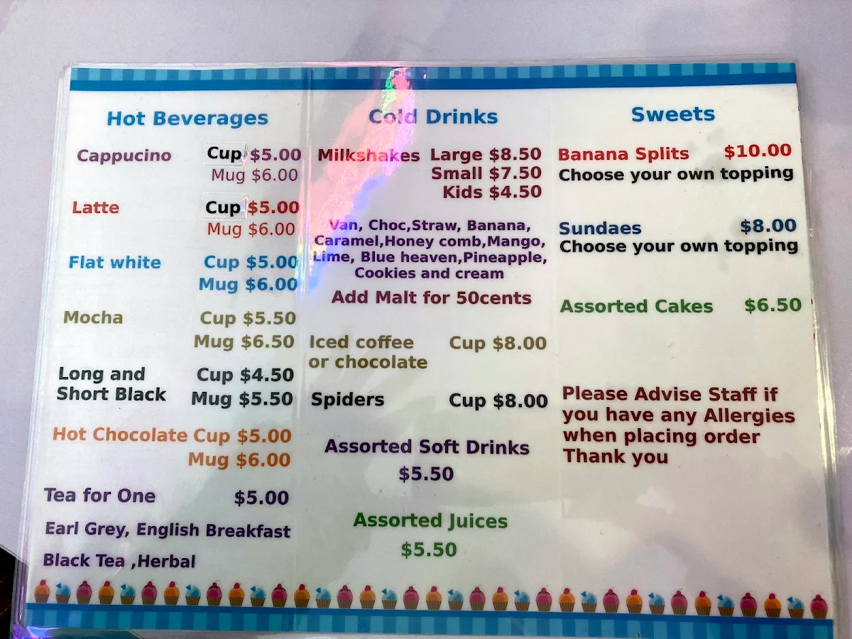 Menu, Seaview Retro Diner