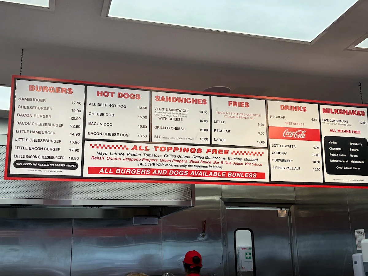 Menu, Five Guys