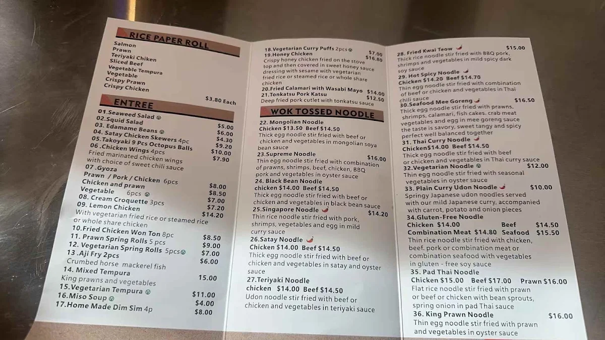 Menu, Yoshi house Japanese Kitchen