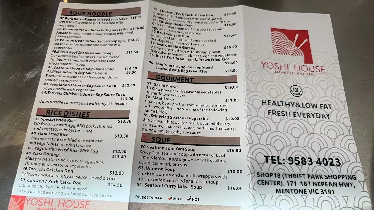 Menu, Yoshi house Japanese Kitchen