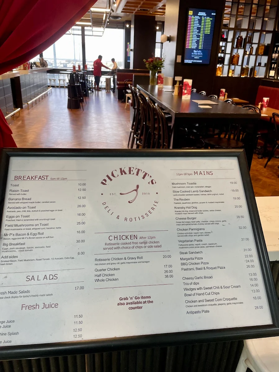 Menu, Pickett’s
