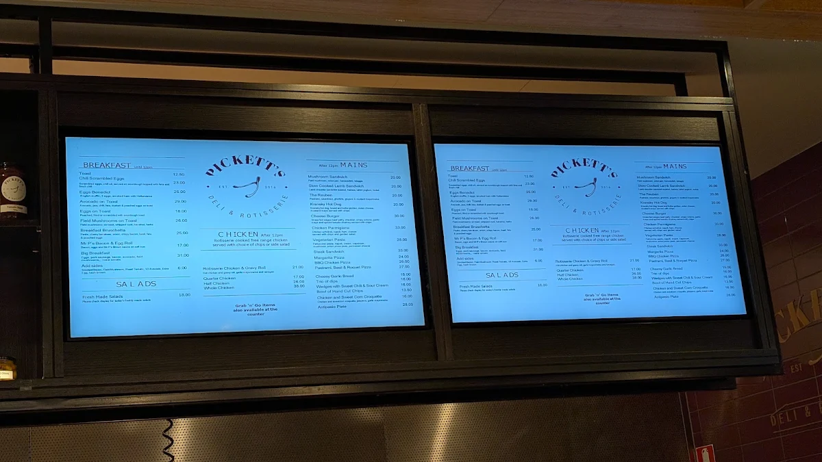 Menu, Pickett’s