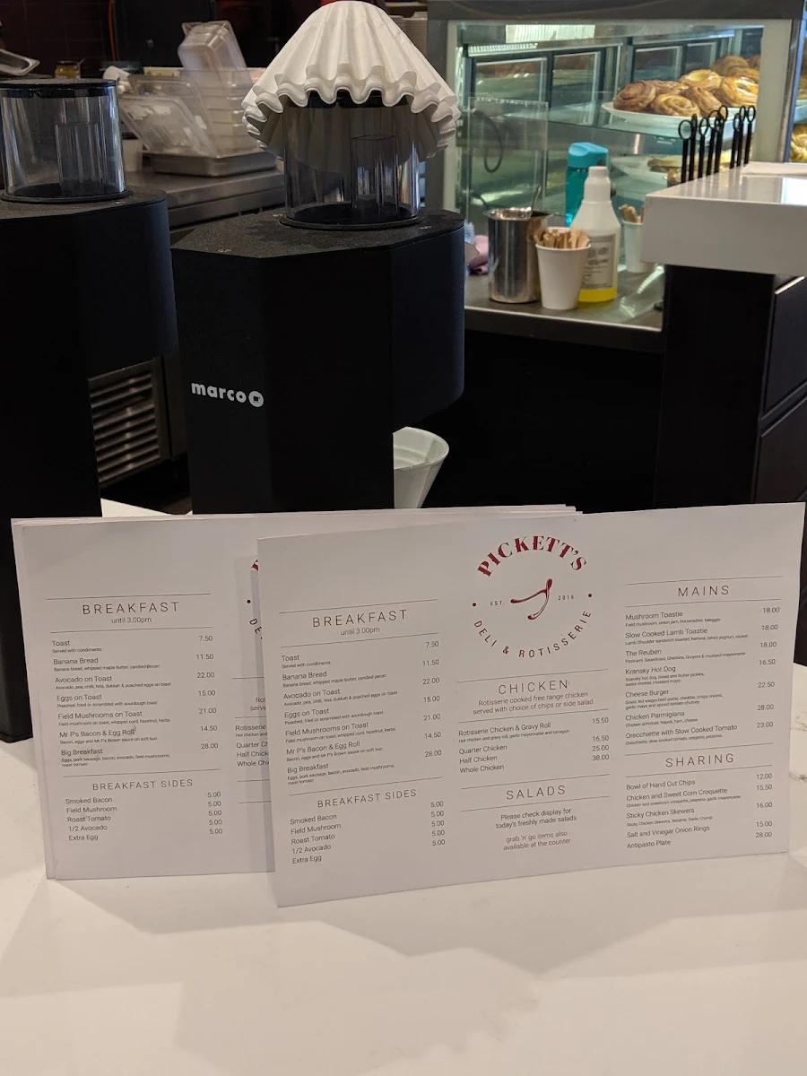 Menu, Pickett’s
