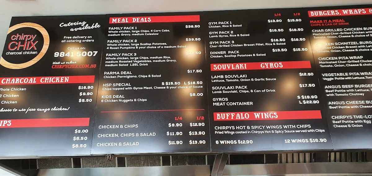 Menu, Chirpy Chix
