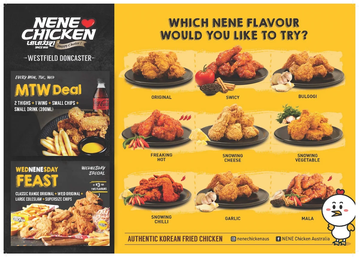Menu, Nene Chicken Doncaster