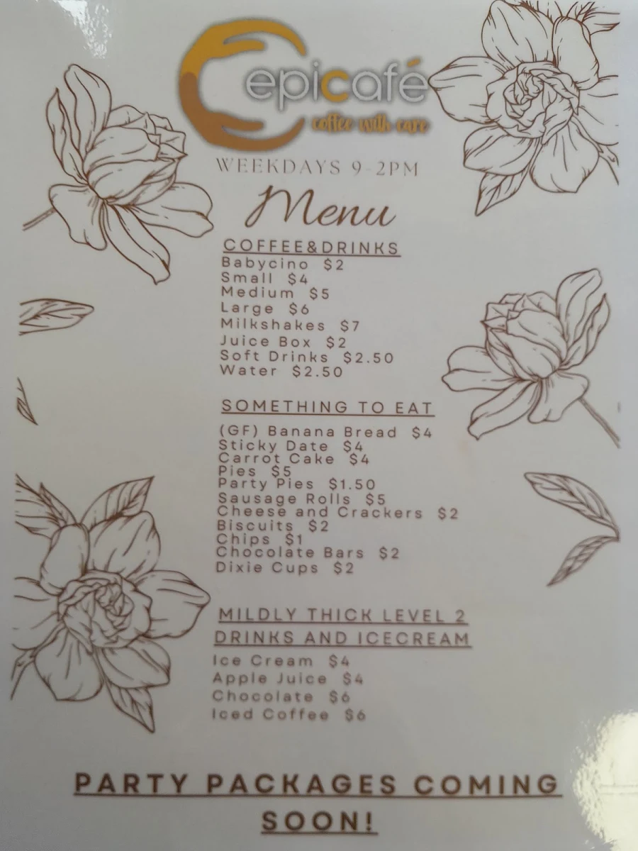 Menu, Epicafe