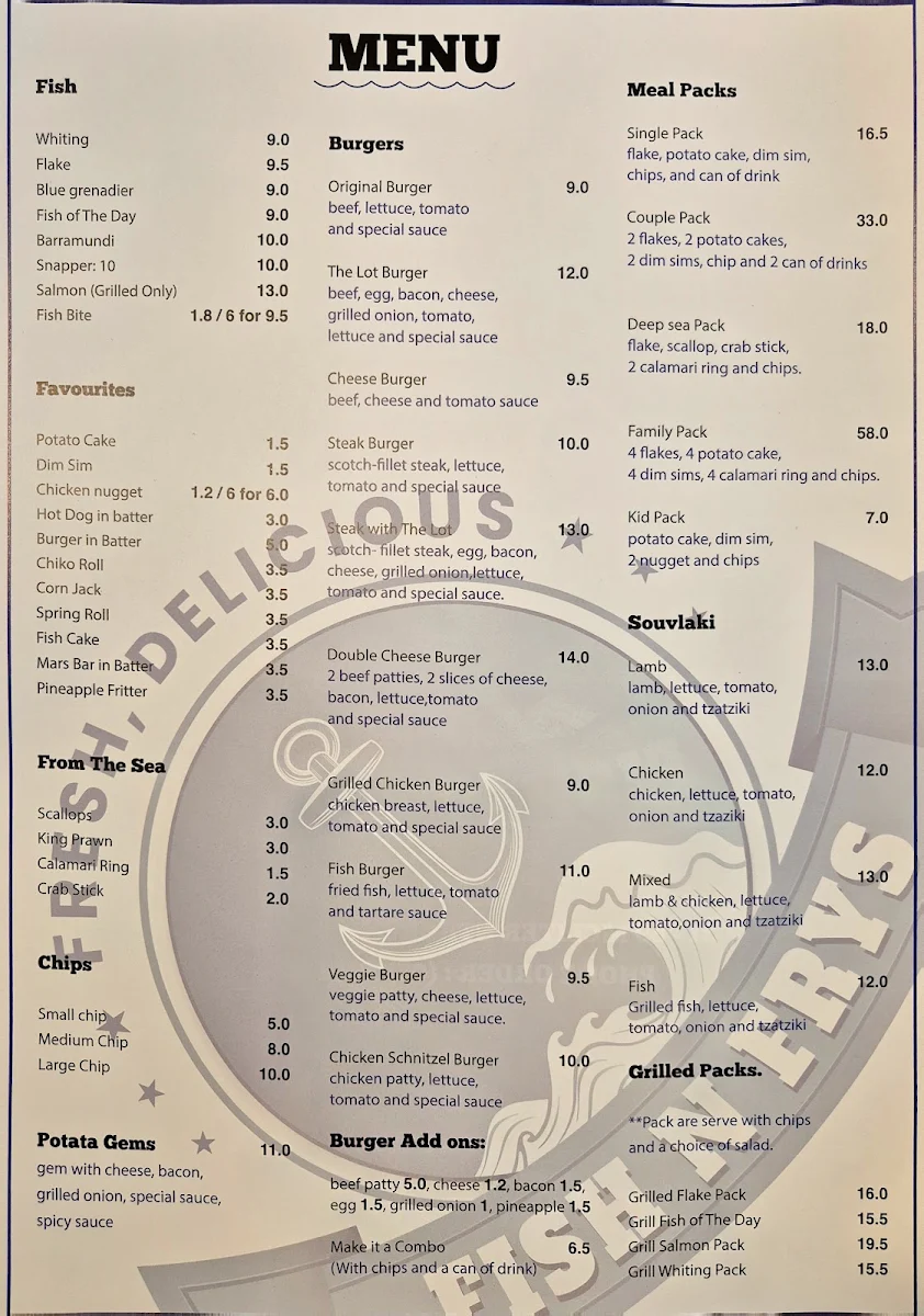 Menu, Fish N Frys