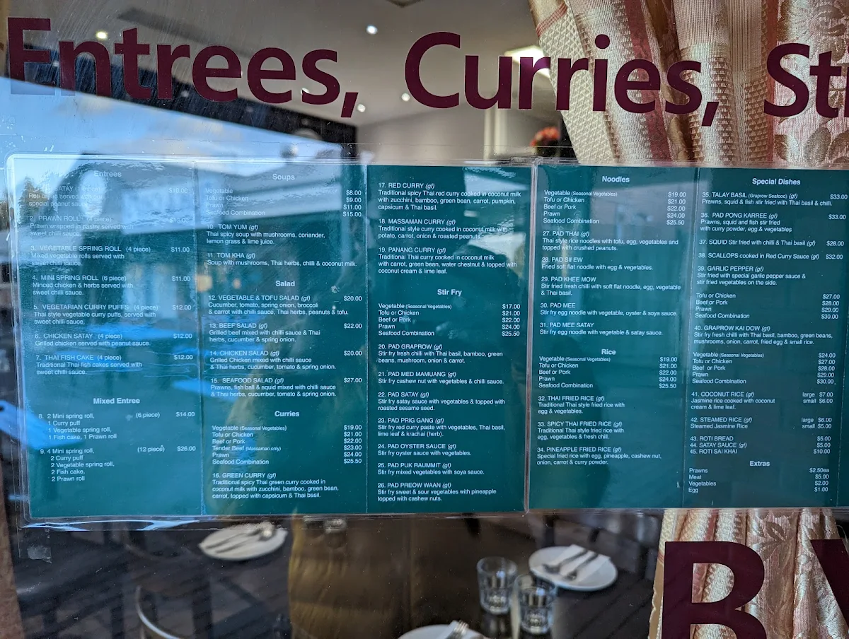 Menu, Baihmon Thai Restaurant