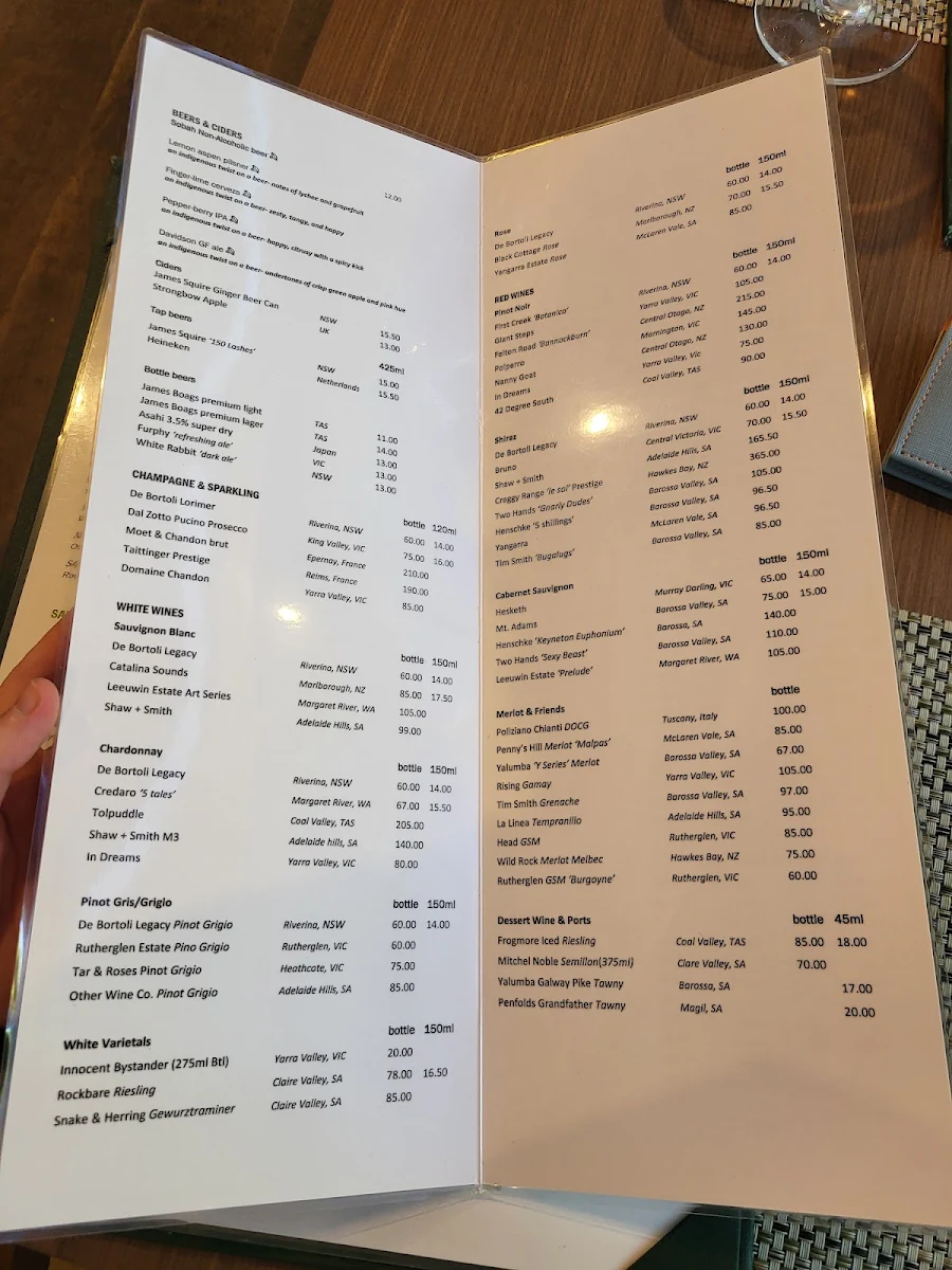 Menu, Mangata Bistro & Bar