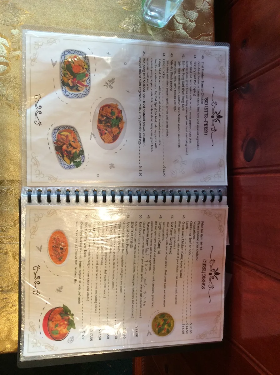 Menu, Thai Garden