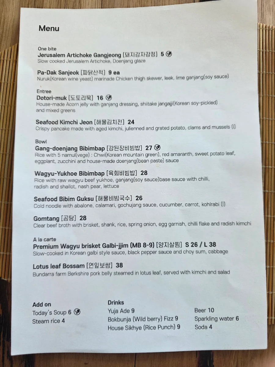 Menu, Sogumm