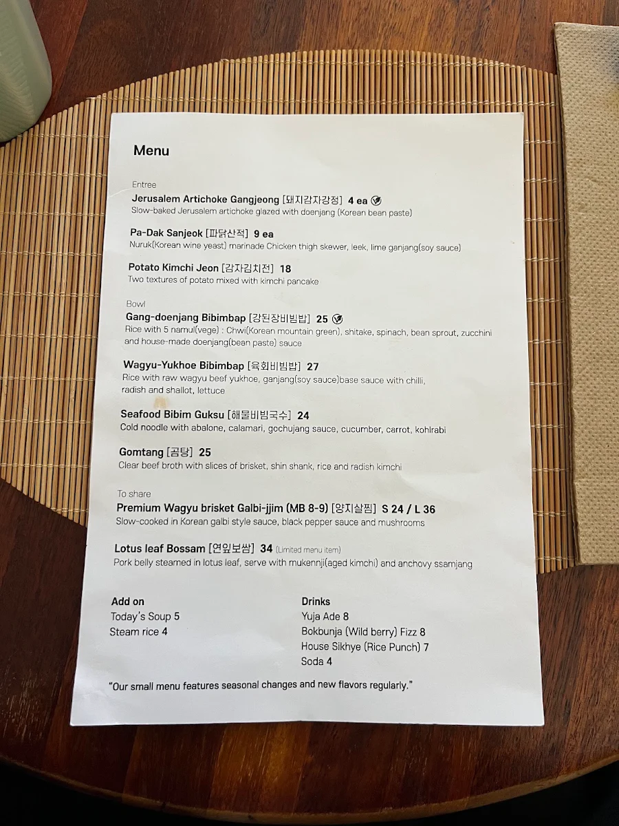 Menu, Sogumm