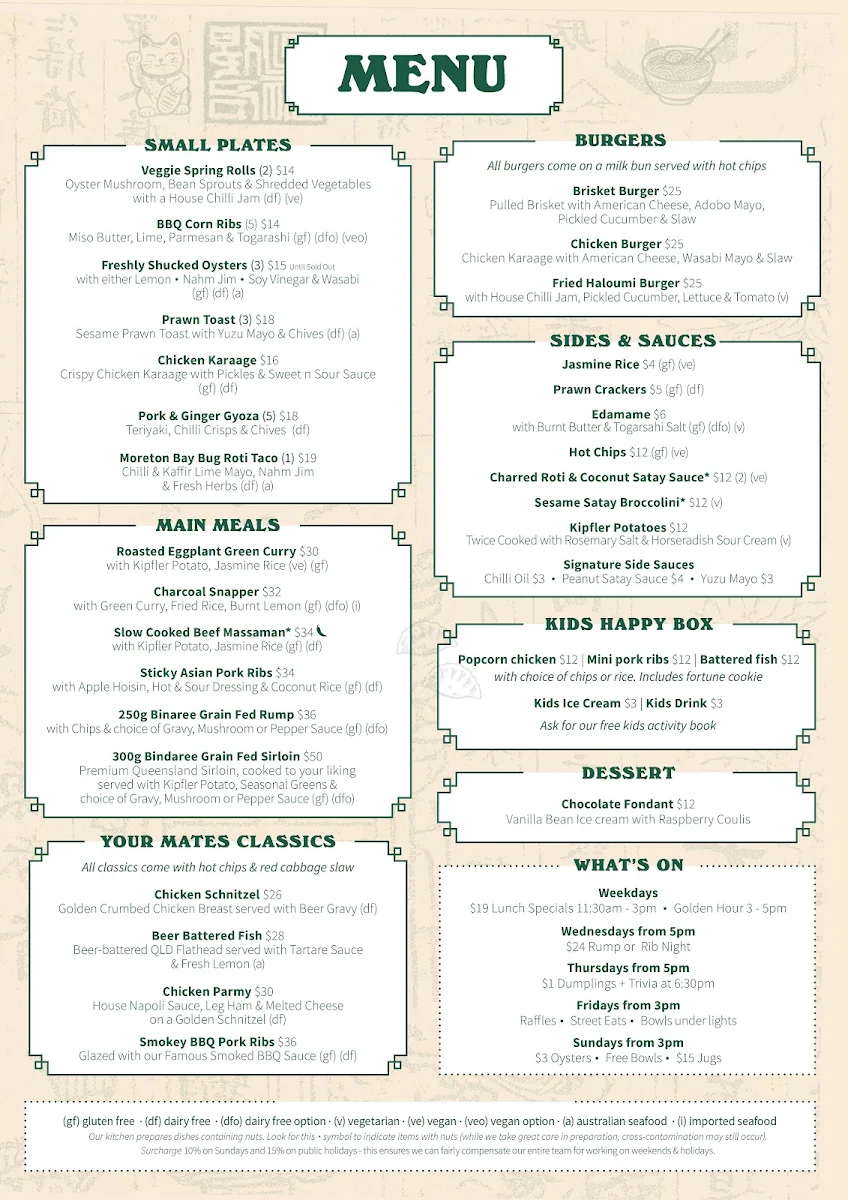 Menu, Crackerjack