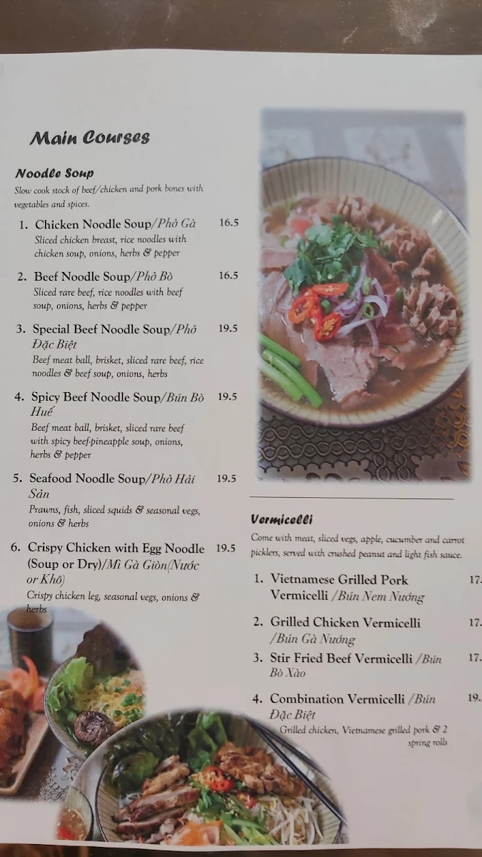 Menu, Anam Restaurant