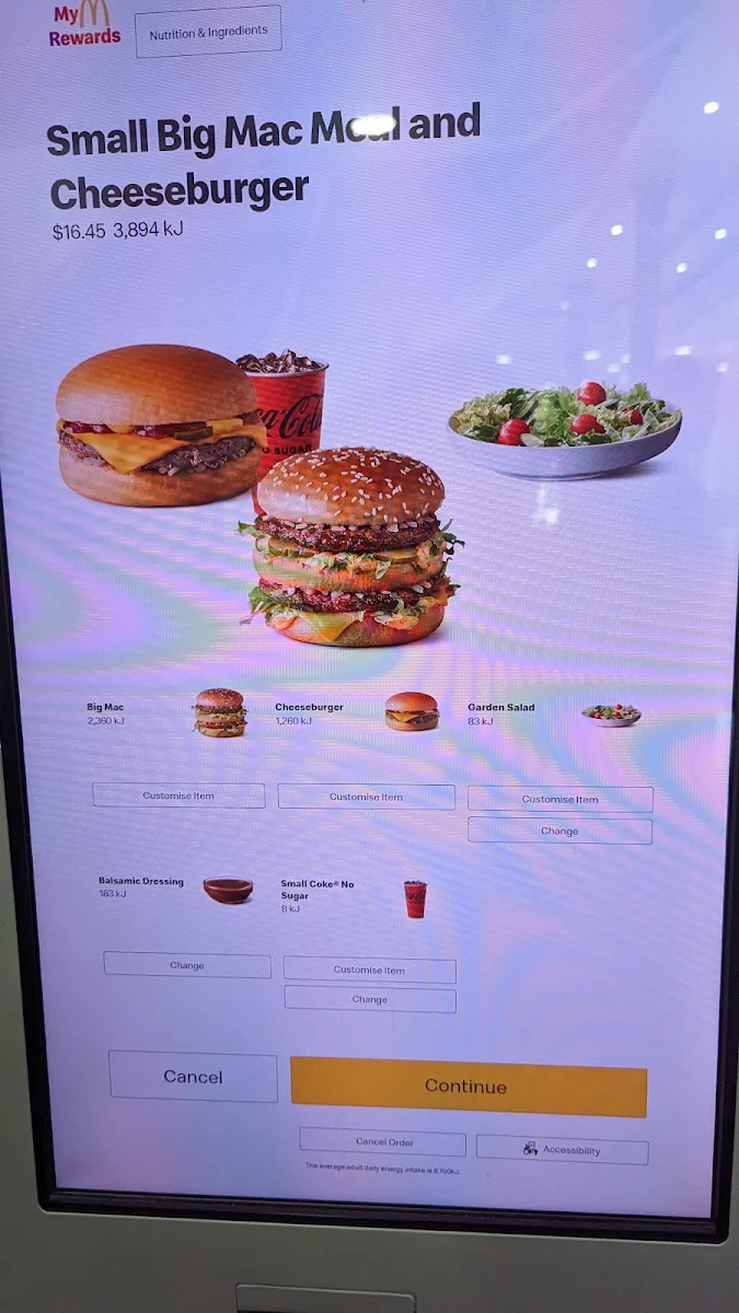 Menu, McDonald's Victoria Markets