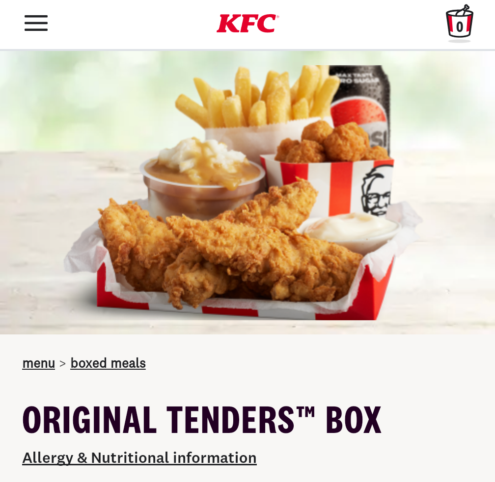 Menu, KFC Coorparoo