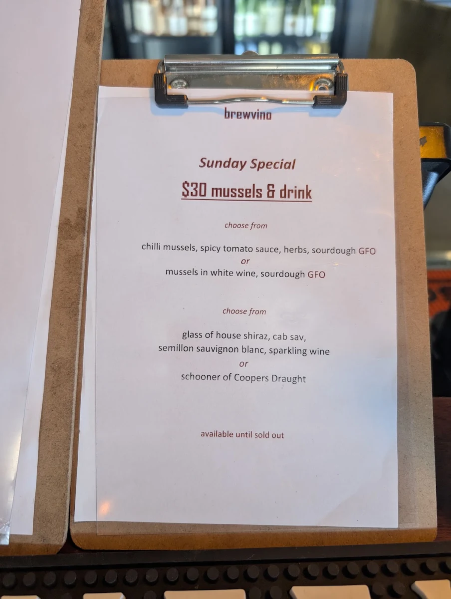 Menu, Brewvino Bar