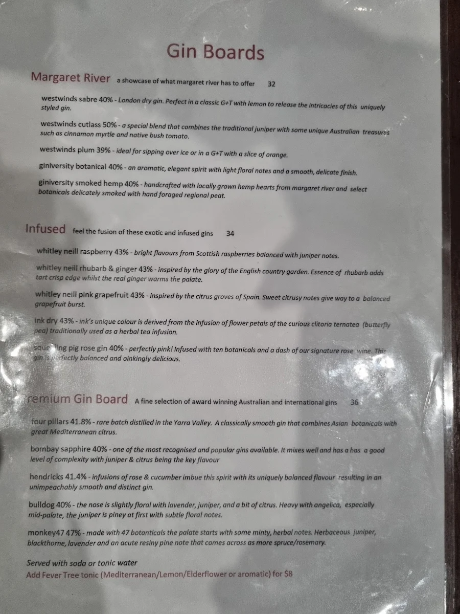 Menu, Brewvino Bar
