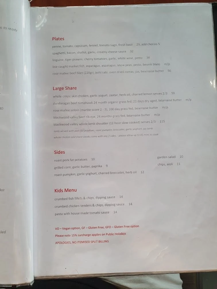 Menu, Brewvino Bar