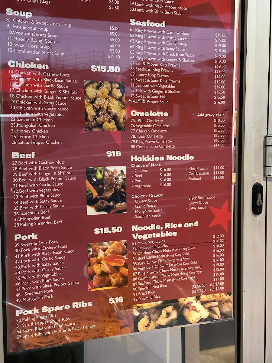 Menu, Lucky Star Chinese Takeaway