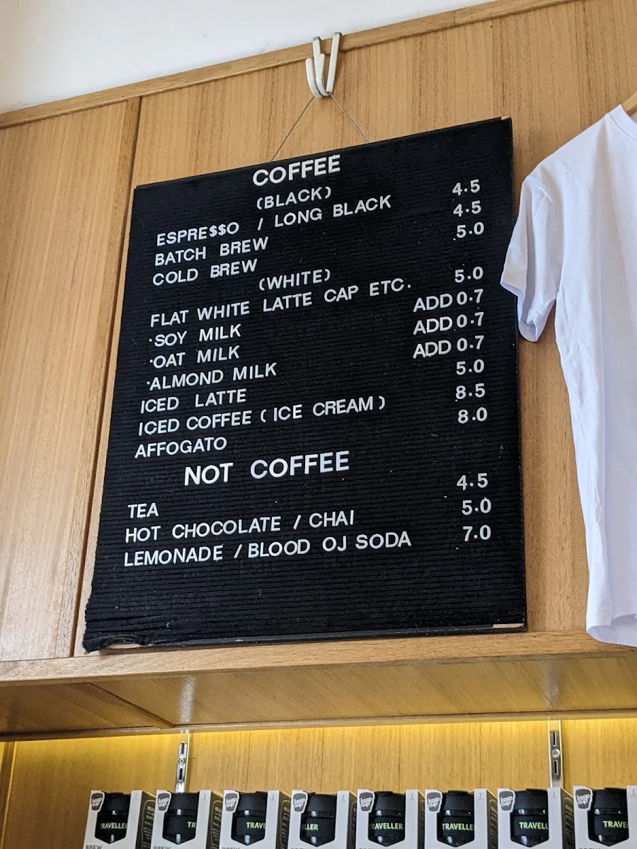 Menu, Traveller Coffee