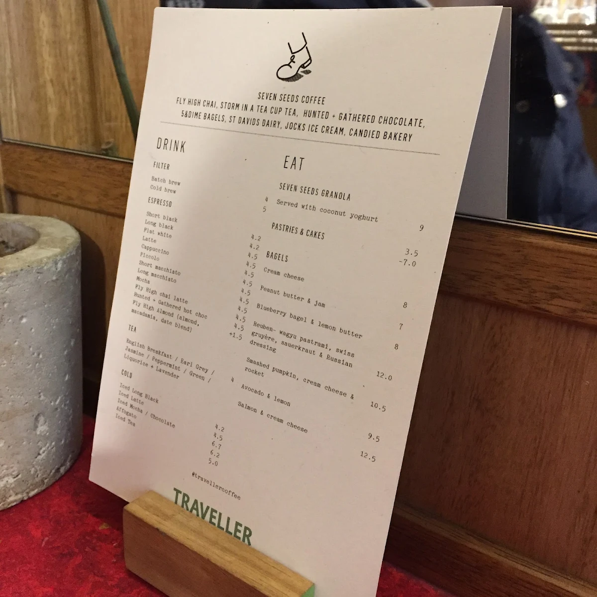 Menu, Traveller Coffee