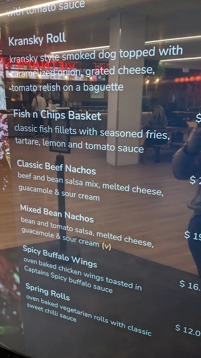 Menu, Captain's Sports Bar