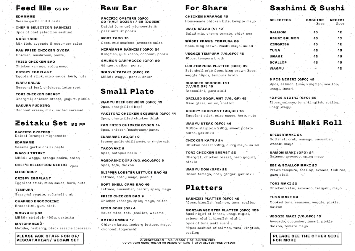Menu, Chop Chop Dining Japanese Restaurant