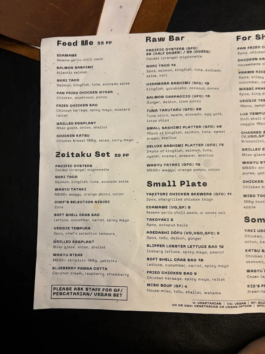 Menu, Chop Chop Dining Japanese Restaurant