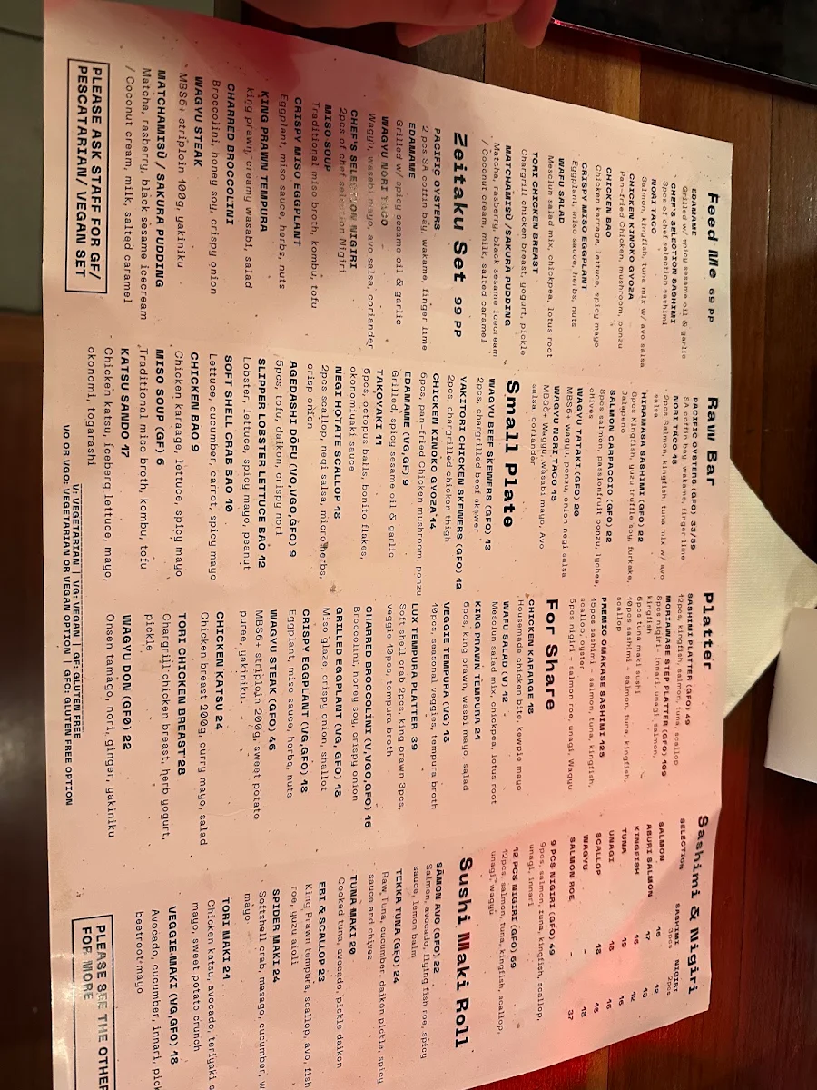 Menu, Chop Chop Dining Japanese Restaurant