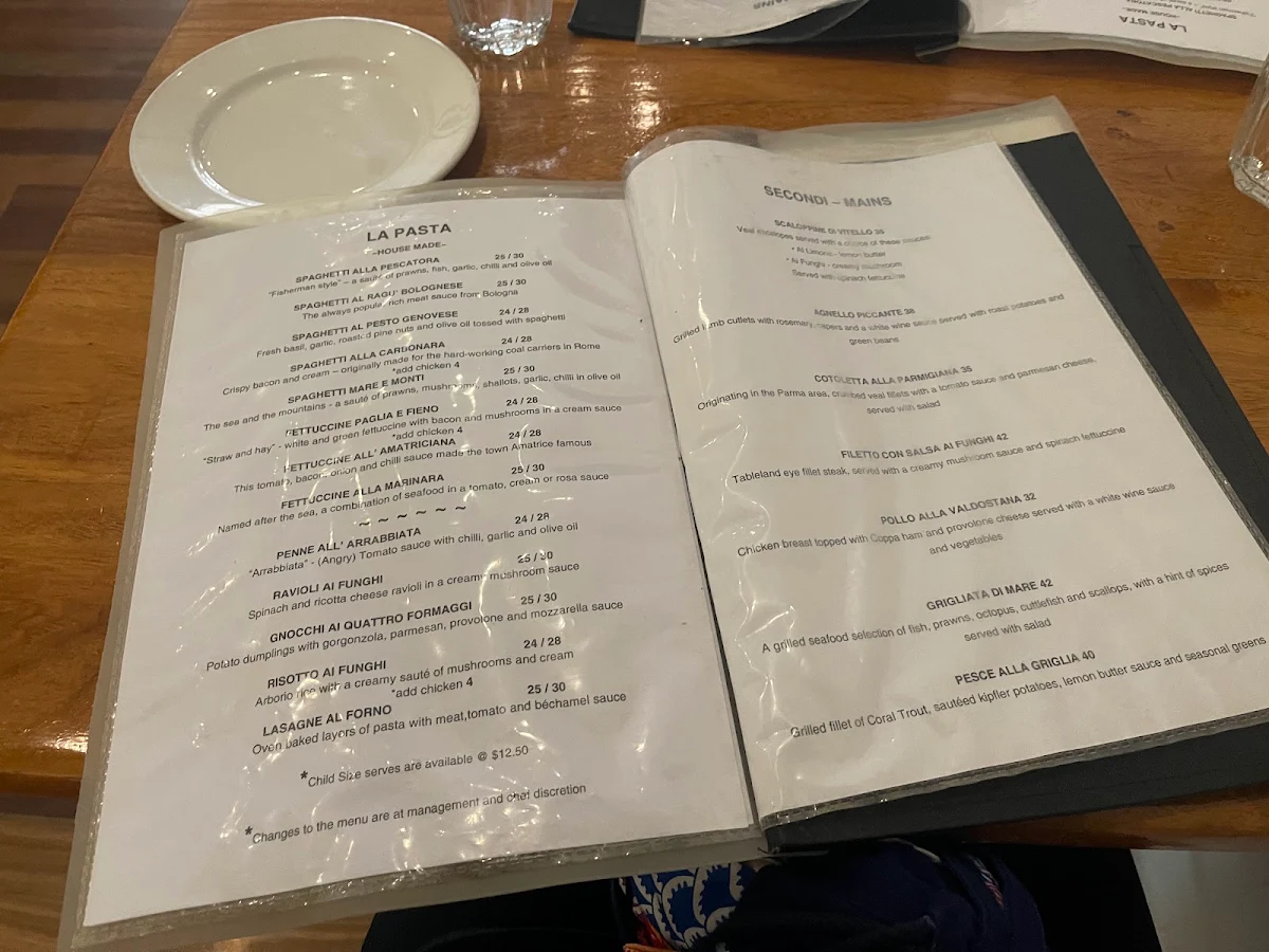 Menu, La Fettuccina Restaurant
