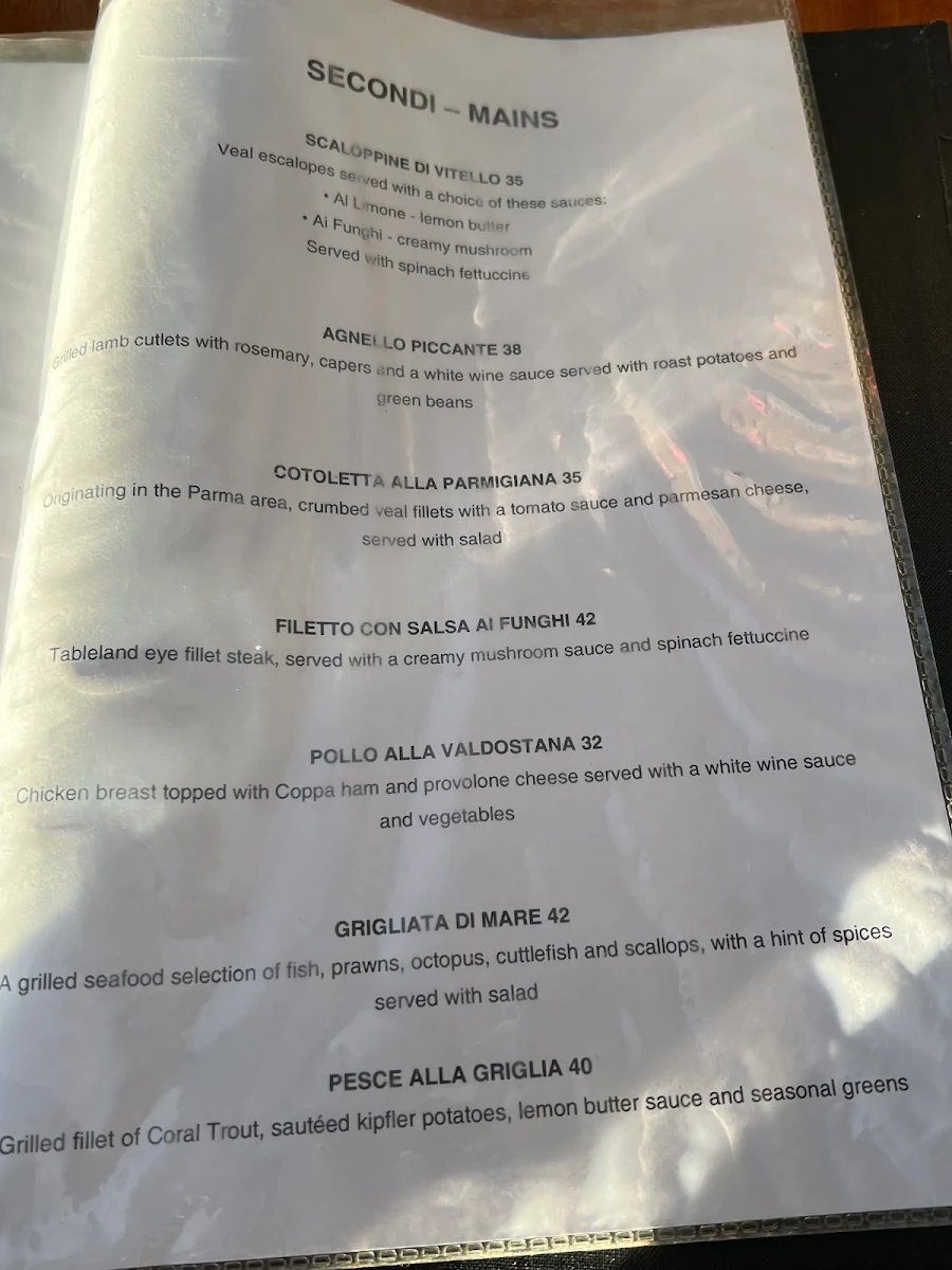 Menu, La Fettuccina Restaurant
