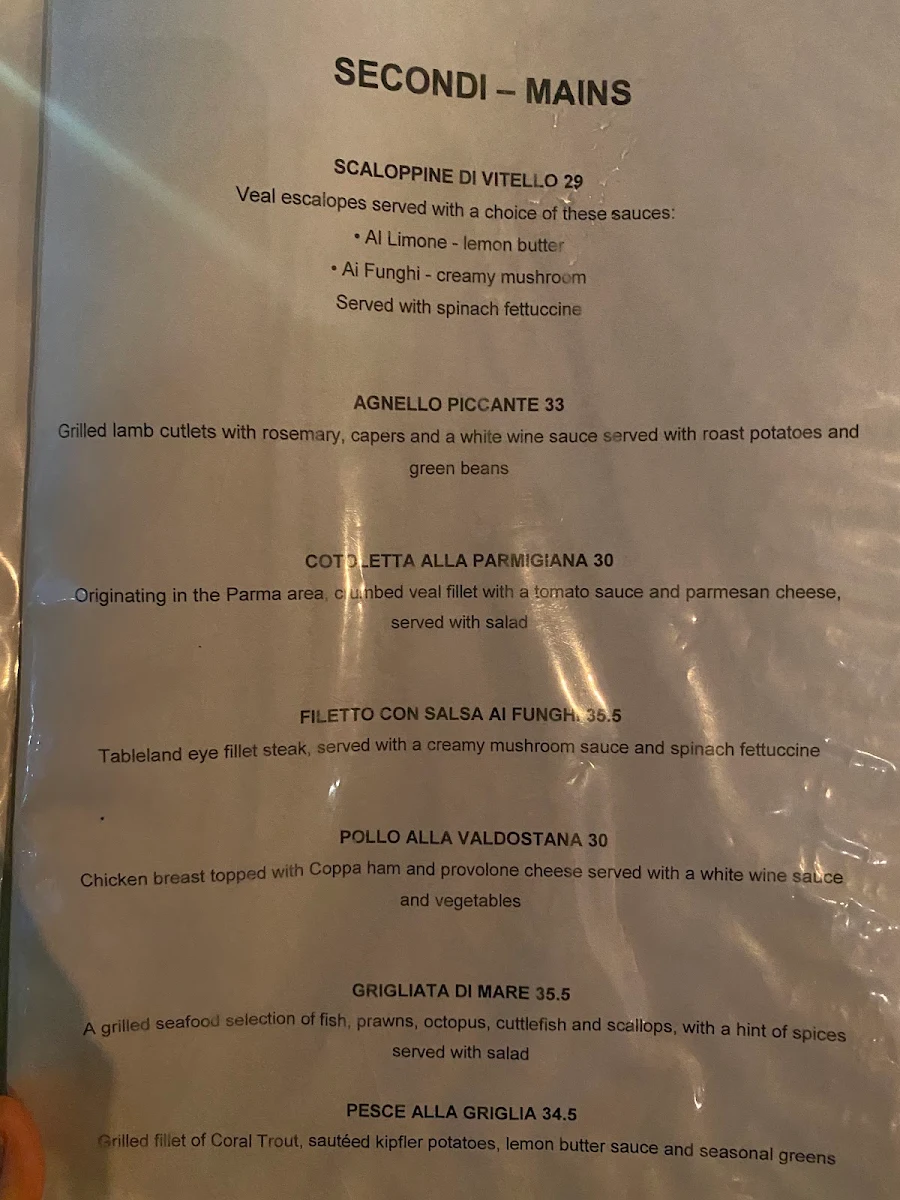 Menu, La Fettuccina Restaurant